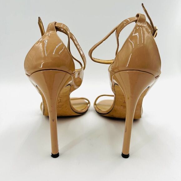 Stuart Weitzman Lexie Beige Leather Strap Sandal Heels Size 11 - Picture 9 of 11